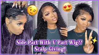 Scalp Giving Trying Side Part With Glueless V Part Wig! Beginner Friendly Wig Install #Elfinhair