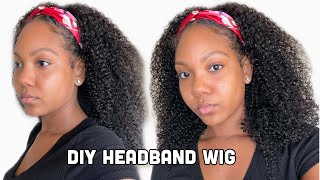 D.I.Y. Kinky Curly Headband Wig Using A Half Wig Ft. Unice Hair