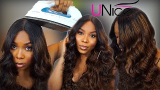  How To Curl And Lay #Lacewig | Very Beginner-Friendly | T-Part Wig | Unice Hair