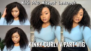 Leaveout Or No Leaveout? What’S Better?? Most Realistic Kinky Curly V Part Wig | Curlyme Hair