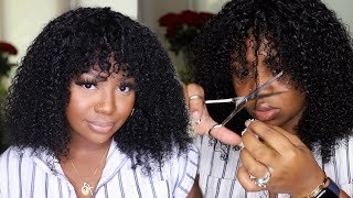 Kinky Curly, No Lace Scalp Top! Human Hair Wig With Bangs | Ft. Yg Wigs