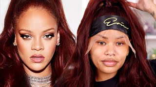Watch Me Recreate | Rihanna Burgundy Hair + Half Up Half Down | Arnellarmon