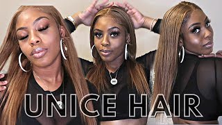 *Pre Plucked *Honey Blonde Frontal Wig Unice Hair |Glueless Method | Zee Allure