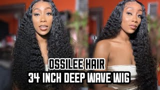 Initial Review: 250% Density 34 Inch Deep Wave Wig Review Ossilee Hair On Aliexpress 13X4 Wig