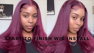 Start To Finish Wig Install *Beginner Friendly* 99J Straight Hd Lace Wig Ft. Klaiyi Hair