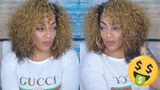 Best Curly Wig Under $30 Janet Collection Brazilian Human Hair Blend Lace Wig Isabel Samsbeauty.Com