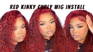 Red Kinky Curly Wig Install | Must Watch  | Ft Kiss Love Hair