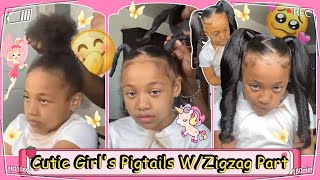 Kid'S Hairstyle: Sleek Double Ponytails + Zigzag Part | Cute Girls Hair Ft.#Ulahair