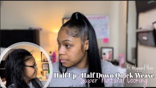 How To: Half Up Half Down Braidless Quick Weave | Ft Alipearl Hair