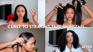 How To Install Tape-Ins At Home | Diy Curly Tape-In Install On Type 3 Hair | Ft. Curlsqueen