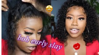Bob Curly 360 Wig Pre Plucked Bleached Knots Wig | Onlyrely.Com