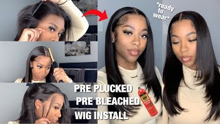 Pre Plucked + Pre Bleached Knots Wig Install Using Ebin Wonder Lace Spray | Ready To Wear | Hairvivi