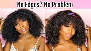 Real Hair Don'T Care! *New Curly Headband Wig W/Bangs Is A Game Changer Ft. Hergivenhair