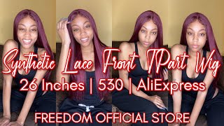 Aliexpress Synthetic Lace Front T-Part Wig!  Freedom Hair