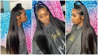 Top Ponytail And Minimum Baby Hairs| Thick And Long Straight Lace Front Wig| Julia Hair