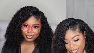 Kinky Curly V Part Wig! No Lace? No Edges Out! | Ali Beauty Forever