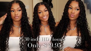 Inexpensive 30 Inch Hd Closure | Water Wave  Wig | 4X4 Closure For Beginners | #Reshinehair