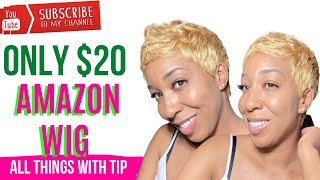 Short Blonde Pixie Cut Wig | Amazon Wig Review | @All Things With Tip
