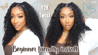 Throwback Twist Style On My 4*4 Closure Wig | Install & Review | Ft. Aligrace Hair