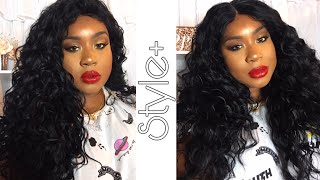 Style Plus Human Hair Blend Lace Front Wig Cross Part Lace Curly| Samsbeauty