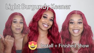 *Best Ever* Light Burgundy Hair Color  Jessie'S Selection Glueless T Part Wig Install