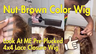 Look At Me Pre-Plucked 4X4 Lace Closure Wig | Nut-Brown Color Wig Ft. Alimice Hair
