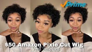 $50 Curly Pixie Cut Wig From Amazon!! Ft. Aligegous Hair | My First With Short Hair... Shooketh