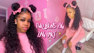 Two Buns With Zig Zag Part| Ft. Omgherhair