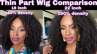 New, Kinkier Thin Part Wig Texture: Jennifer! 180% Density & 250% Density Comparison