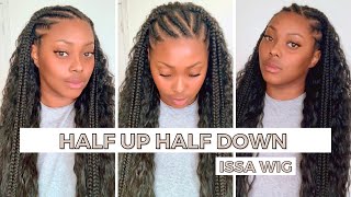 Half Up Half Down Hairstyle With Feed-In Braids & Half Wig | Super Quick & Easy
