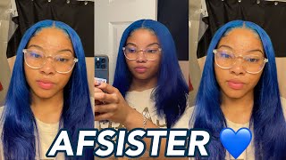 No Way Thats A T-Part Wig!? Super Cute Blue Wig Install Ft. Afsister Wig
