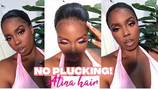 First Time Trying Sleek Back High Ponytail With No Glue! Atina Hair 360 Crystal Lace|Lydia Stanley