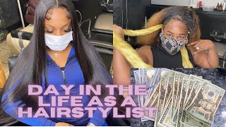 Day In The Life Of A Hairstylist | Closure Quick Weave, Frontal Touch Up & More!