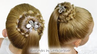 Beautiful And Easy! Quick 5 Min Hairstyle With Ponytail And Bun | 2022 Hairstyles By Littlegirlhair