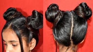 Minnie Mouse Baby Girl Hairstyles | Double Buns Hairstyle For Short Hair | Easy Hairstyles