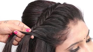 Beautiful Party Wear Hairstyle For Medium Hair 2022 || Quick & Easy Part Hairstyle For Girls 2022