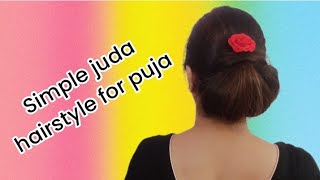 Simple Juda Hairstyle For Puja | Easy Hairstyle | Hairstyle For Short Hair | Kaur Hairstyle Tips