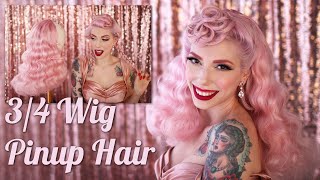 Pinup Hair Styling Using 3/4 Wig | Synthetic Wig Styling And Attaching