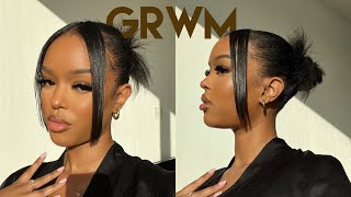 2022 Make Up Routine + Slicked Back Updo Hairstyle For Black Girls | Only Bells