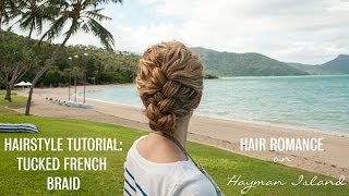 French Braid Tucked Updo Hairstyle Tutorial In Curly Hair