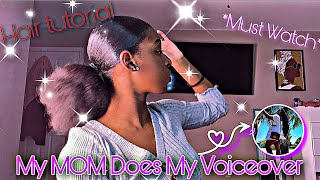 My Mom Does My Voiceover For My Viral Slick Back Tutorial + Edges | Khalea Marie