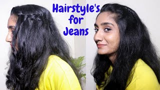 Jeans Hairstyle'S|| Hairstyle'S For Jeans || Cute Hairstyles For Everyone || Malayalam ||