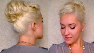 Curly Updo Hairstyle For Short Hair Twisted Bangs Ponytail Cute Medium Length Layered Hair Tutorial