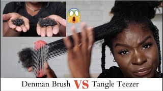 Tangle Teezer Vs Denman Brush **Shook** Hair Loss Comparison|4C Natural Hair