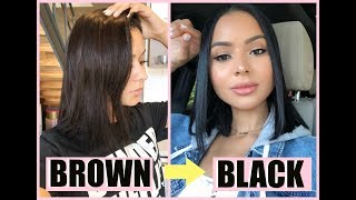 How I Dye My Hair At Home From Brown To Black | Diana Saldana