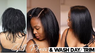 How To: Silk Press On Natural Hair & Microlinks At Home | Curly To Silky Straight
