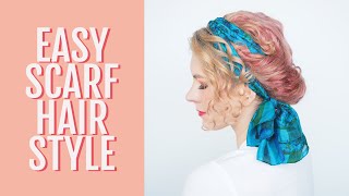 Easy Scarf Updo Hairstyle Tutorial For Wavy / Curly Hair