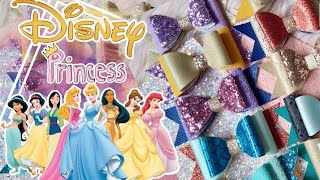 Disney Princesses Themed Hairbows | Glitter Hairbows | Faux Leather Bows | Pretty Hairbow | Diy Bows
