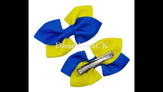 Royal Blue And Yellow Hair Bows - Diy Ribbon Hair Bows
