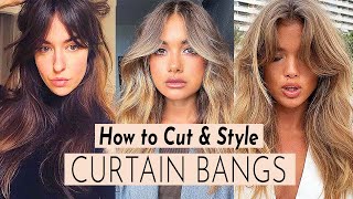 How To: Cut And Style Curtain Bangs Yourself | Tik Tok Viral Hair Transformations